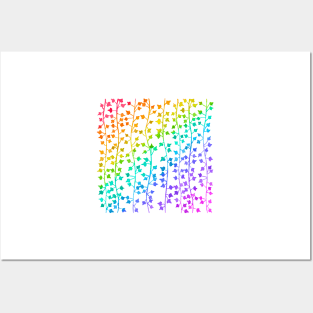 Watercolor Rainbow Gradient Vines Pattern Posters and Art